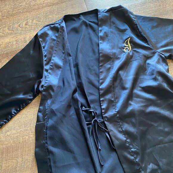 Robe Navy Blue Large XL Mid Thigh 3/4 Sleeve Loungewear - Picture 8 of 12